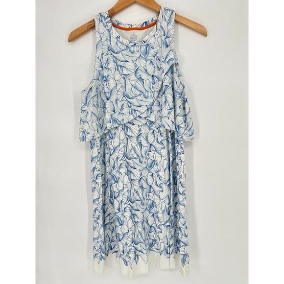 Tory Burch Kaley Dress Ellora Pima Cotton White Blue Shell Nautical Preppy M - Picture 2 of 9